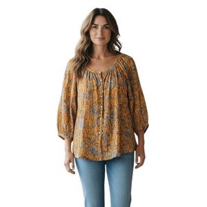 Chaps Orange and Blue Paisley Blouse